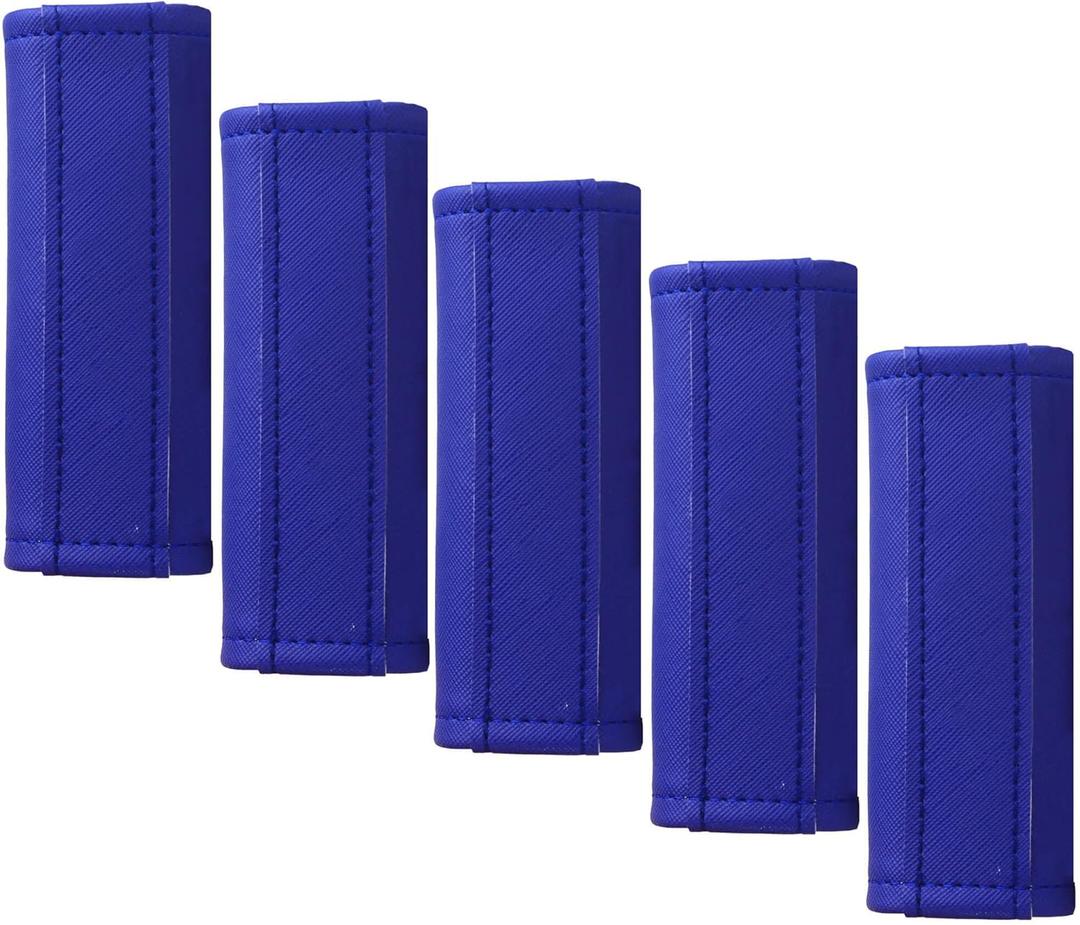 Gowraps Luggage Handle Wrap 5 Pack-Leather Luggage Handle Wraps for Suitcase/Handbag/Duffel Bag/Car Bright Luggage Identfier/Handle Covers/Grips Luggage Accessories for Travel 3.0 (Blue)