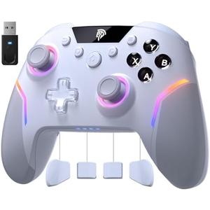 EasySMX X20 Wireless Gaming Controller with RGB Backlit, 2-Stage Hall Effect Stick, 1000Hz Polling Rate, 6-Axis Gyro on Multi-Platform, Mech Buttons- Compatible with PC/Switch/Steam/Android