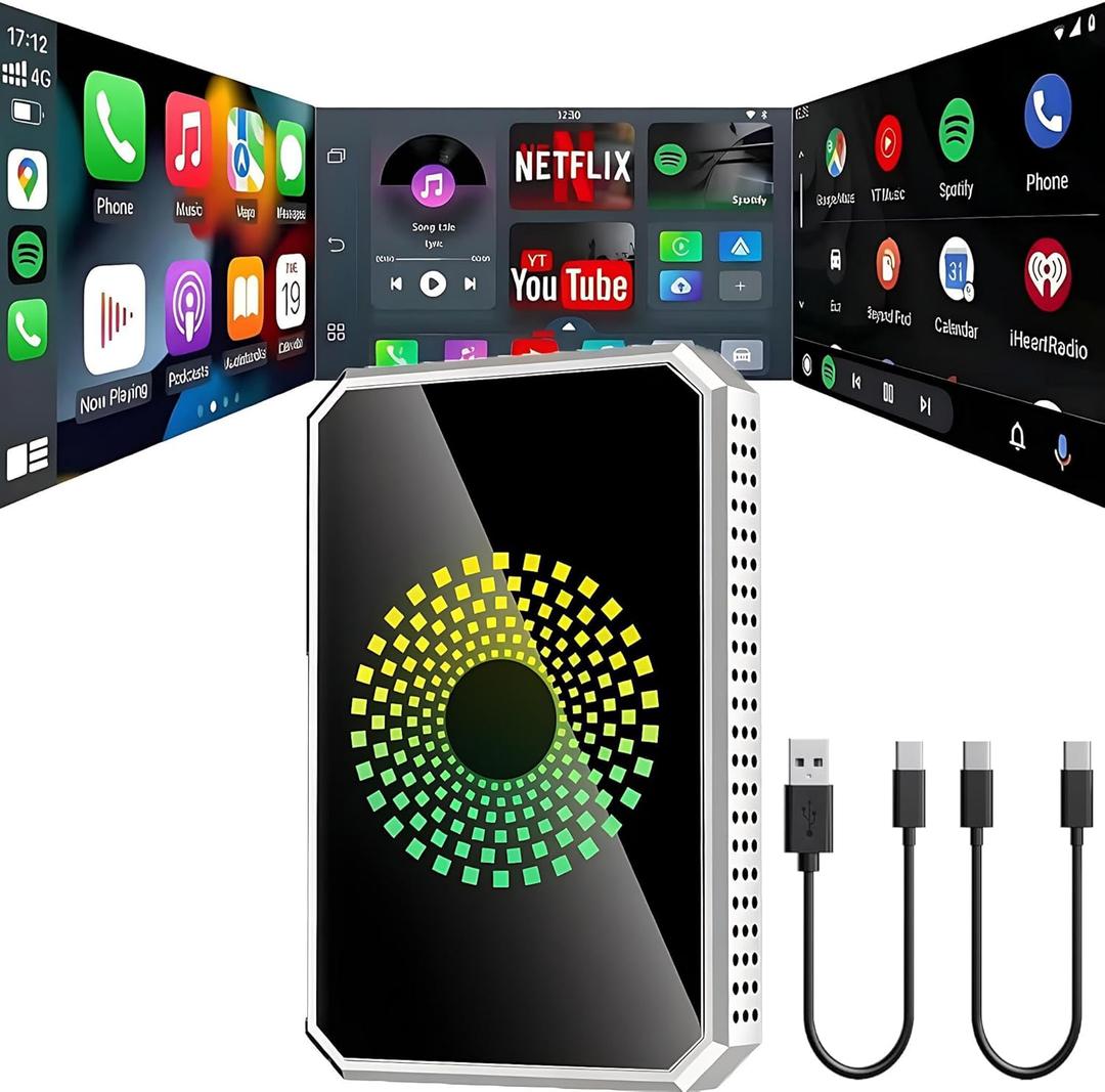 Autolinker Autolink pro Carplay 3in1 Car Play Wireless Adapter for Streaming Netflix/YouTube/TikTok,Plug & Play, Dual-Band WiFi,Easy Setup,Wireless Car Support USB Drive for iPhone 10+ and Android 13+