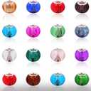 AIPRIDY 100Pcs 15x11mm Painting Murano Large Hole Glass Beads Mix Color with Silver Brass Cores European Charm fit Bracelet Necklace (10 Color Lampwork Beads)