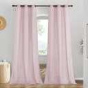 NICETOWN Blush Pink Linen Curtains for Kitchen, Thick Flax Small Window Treatments Semi Sheer Privacy Assured with Light Through for Cafe/Bathroom, W42 x L84, 2 Panels