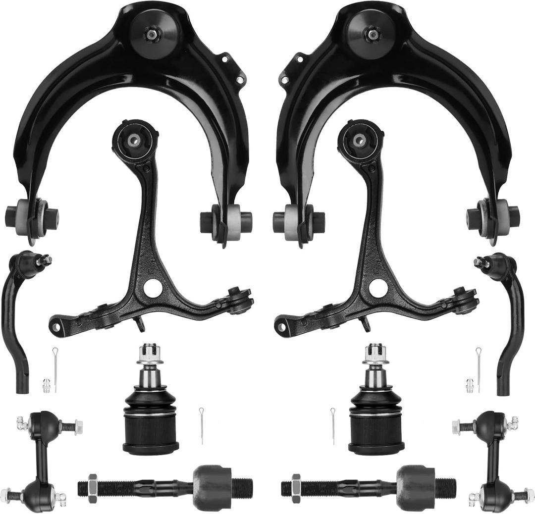 Front Suspension Kit Upper Lower Control Arms Ball Joints Fit for Honda Accord 2003 2004 2005 2006 2007, Fit for Acura TSX 2004-2008 -12 pcs Ball Joints Sway Bars Tie Rods (12PCS Suspension Kits)