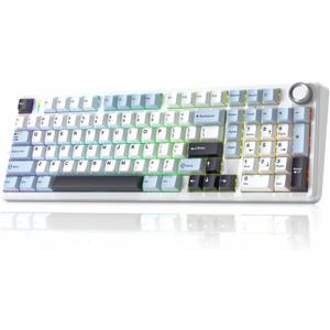 x Aula F99 Pro Wireless Mechanical Keyboard, Gasket Hot Swappable Custom Keyboard with Knob, RGB Backlit, Pre-lubed Reaper Switches PBT Keycaps BT5.0/2.4GHz/USB-C Creamy PC Gaming Keyboards - Blue