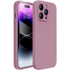 Miracase Designed for iPhone 14 Pro Case with Screen Protector, [Upgraded Camera Protection], Shockproof Liquid Silicone Rubber Phone Case Cover for 14 Pro 6.1 inch, Blackcurrant