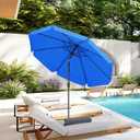 JEAREY 9 FT Patio Umbrella Outdoor, Table Umbrellas Market Umbrella w/Push Button Tilt/Crank, 8 Sturdy Ribs(Royal Blue)