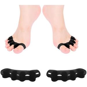 HLOES Toe Spacers for Women and Men, Toe Separators for Pedicure, Bunion Corrector, Hammer Toe Straightener, Plantar Fasciitis, Toe Spreaders for Foot Pain Relief and Foot Health. (2, Black)