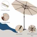 10FT Outdoor Patio Umbrella, 2 Tiers Market Table Umbrella with 8 Sturdy Ribs, Push Button Tilt and Crank, UPF50+ UV Protection for Deck, Pool, Garden and Backyard
