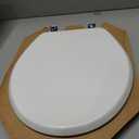 Mayfair Bennett Toilet Seat with Chrome Hinges, Slow Close Wood Seat, Secure Metal Hinges, Easy Install, Made in USA, Round, White