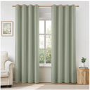 HOMEIDEAS 100% Sage Green Linen Blackout Curtains for Bedroom, 52 x 84 Inch Length 2 Panels Faux Linen Thermal Insulated Black Out Grommet Window Drapes for Living Room