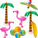 R HORSE Inflatable Palm Tree Flamingo Banana Beach Ball Parrot Beach Pool Toys for Tropical Hawaiian Luau Party Summer Pool Beach Party Decorations