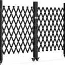YITAHOME Double Folding Security Gate, 85" H x 150" W Door Gate, Flexible Expanding Security Gate, Steel Safety Gates, 360 Rolling Barricade Gate, Scissor Gate with Padlock, Aluminum Alloy Mesh, Black