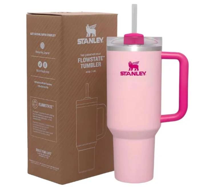 STANLEY Quencher ProTour Flip Straw Tumbler with Leakproof Lid | Built-In Straw & Handle | Cupholder Compatible for Travel | Insulated Stainless Steel Cup | BPA-Free (40 Ounces, Rose Quartz)
