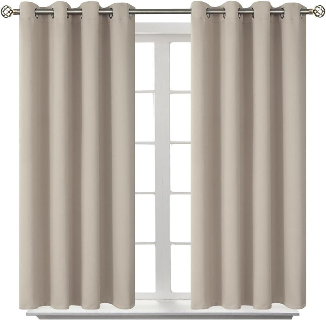 BGment Room Darkening Curtains 54 Inches Long - Grommet Thermal Insulated Drapes Window Treatment Curtains for Bedroom, 2 Panels, 52 x 54 Inch, Camel