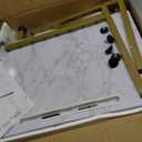 Folding tv Tray Dinner Snack Table,6 Height Adjustable Slide Under Couch Side Table, Portable Small Foldable C-Shaped End Table for Eating with Sturdy MDF Top,No Assembly(White Marble+Gold), 20.47 inches x 14.96 inches x 29.53 inches