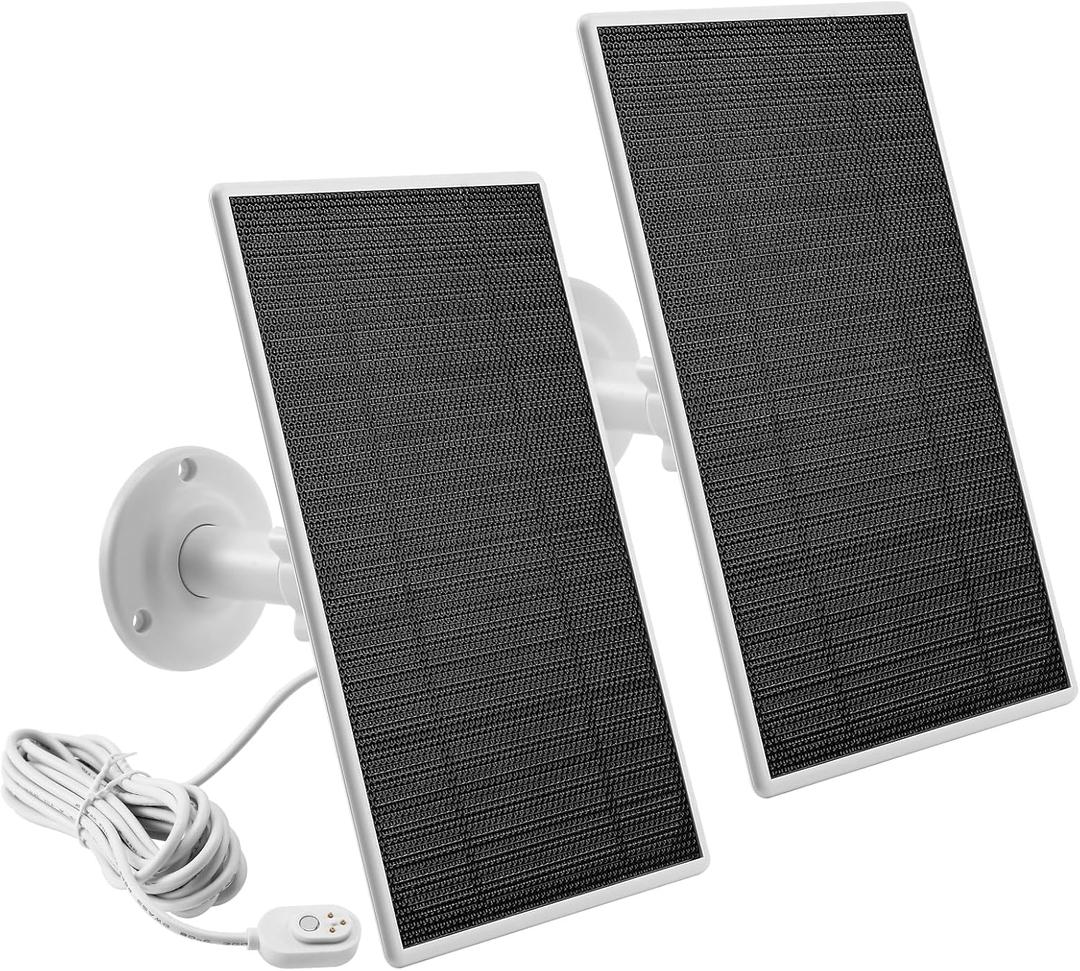 Solar Panel Charger for Arlo Camera, Power Compatible with Pro 4, Arlo Pro 5S, Pro 3, Floodlight, Ultra 2, and Ultra Cameras, 10ft/3m Cable, 6V4.5W, 2PCs (Dark White)