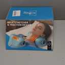 Ringco Neck Massager Pillow with 3 Level Heating & Vibration Adjustable, Heated Neck Stretcher with 6 Modes, Rechargeable Cervical Traction Device for Pain Relief & Muscle Relaxation (Light Blue)