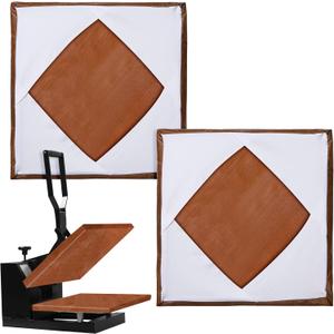 Zhengmy 2 Pcs Heat Press Cover Protector 15x15 Inch Non Stick High Temperature Reusable Heat Press Platen Wrap Cover for Protecting Sublimation Machine Projects Brown and White