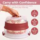 Collapsible Cake Carrier with Lid and Handle, 2-in-1 Cupcake Containers & Cake Holder, BPA-Free Portable Cake Container for Layer Cakes & 24 Cupcakes, Folds Flat to Save Space, Large