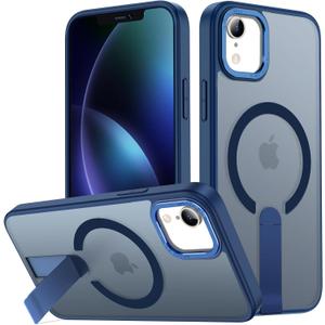for iPhone XR Case Compatible with Magsafe, Built-in Invisible Stand [Military Drop Protection] Strong Magnetic Shockproof Slim Protective Phone Case Cover for iPhone XR 6.1 (Blue)