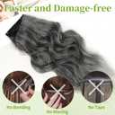 KooKaStyle Invisible Wire Hair Extensions with Transparent Headband Adjustable Size 4 Secure Clips Long Wavy Secret Wire Hairpiece 20 Inch Grey/Sliver Mixed for Women