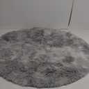 Tie-Dyed Light Grey Round Rug Ultra-Soft Plush Modern 4x4 Circle Area Rug for Kid's Bedroom, Fluffy Shag Circular Rug for Nursery Room, Non-Slip Tie-Dyed Light Grey Rug for Teen's Room