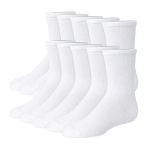 Hanes Uniform, Plain White, Knit Crew Socks for Girls, 10-Pairs (Medium)