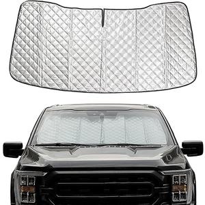 Car Windshield Sun Shade, Thickened UV-Blocking Sunshade, Keep Your Car Cool Sun Protection Cover, Laser Coating + Diamond Grid Heat Insulation Foldable Privacy Protection Reflector, for Most Cars 29x54, Silver