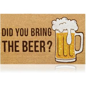 Beer - 17"x29" - Coir Door Mat with Heavy Duty Backing - Welcome Mats for Entryway, Porch - Anti-Slip PVC & Coconut Fiber Surface - Natural Home Accessories, Minimalist Original Design