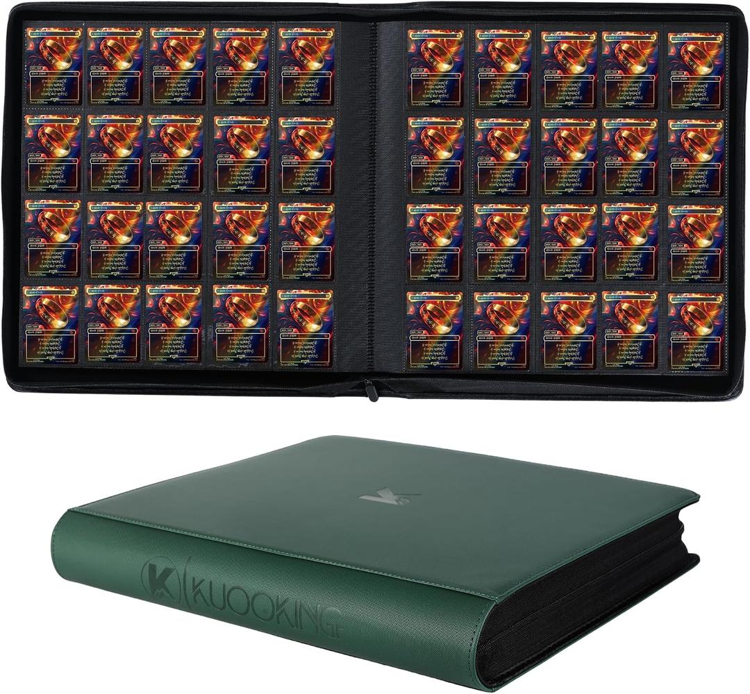 2000 Pockets Trading Card Binder, 20-Pocket Card Ablum Compatible with MTG,Sports Cards & Other Standard Size Trading Card (GREEN), Large