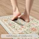 KIMODE Anti Fatigue Mats for Kitchen Floor Non Slip,Farmhouse Boho Floral Standing Kitchen Rugs Sets of 2,Comfort Cushioned Padded Ergonomic Carpet for Laundry Sink Office,Beige, 17.3" x 47 "+ 17.3" x 29 "--0.47 inches