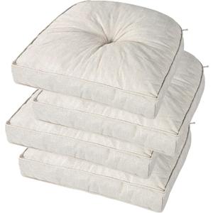 idee-home Outdoor Chair Cushions Set of 4, 5" Thick Outdoor Seat Cushions Waterproof Patio Furniture with Ties, Dining Indoor Chair Pads 19" x 19" (Beige)