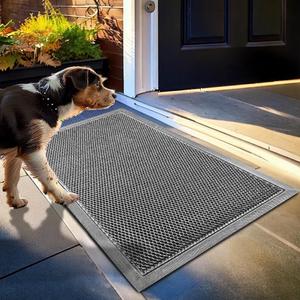 Muddy Mat Mesh Door Mat Heavy-Duty Quick-Dry Floor Mat, Sand & Dirt Trapper for Indoor & Outdoor, Ideal for Entrance, Mudrooms, Patios & Garages, Low-Profile, Non-Slip, Washable  Grey 23"x35"x0.4"