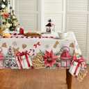 Horaldaily Christmas Tablecloth 5270 Inch Rectangular, Gifts Trees Red Washable Table Cover for Party Picnic Dinner Decor