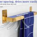 Bathroom Towel Bar Self Adhesive, No Drilling Towel Rack Easy to Install,Hand Towel Holder Made of Premium Stainless Steel Sticky on Hand Towel Hanger for Kitchen, Toilet.(16IN, Gold)