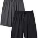 DAVID ARCHY Mens Pajama Shorts Bamboo Rayon Sleep Shorts Soft Comfy Breathable Lounge Pants with Pockets 2 Pack M