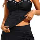 Yonique Womens Underwire Tankini Swimsuits with Skirt Two Piece Bathing Suits Tummy Control Swimwear XXL