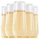 FOCUSLINE 24 Pack 9 Oz Clear Plastic Champagne Flutes, Stemless Plastic Champagne Glasses Clear, Heavy Duty Toasting Glasses, Shatterproof and Disposable Cups Perfect For Any Party