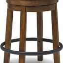 Signature Design by Ashley Valebeck Upholstered Swivel Stool, Cushioned Seat, Woven Fabric Upholstery, Wood, 24" H, Brown & Black (Counter)
