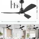 60 Inch Ceiling Fans with Lights Remote, Black Ceiling Fan, 3 Downrods, 3 Wood Blades, ETL Listed, Timer, 6 Speed Reversible DC Motor Outdoor Fans for Patios Bedroom Farmhouse, 60in, Black