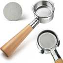 51 mm Bottomless Portafilter with Puck Screen 3 Ears Espresso Portafilter Compatible with Delonghi Dedica EC680, EC685,SMEG & EUPA Coffee Machines,Stainless Steel Porta filter and Maple Handle