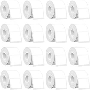 SUPVAN T50M Series Label Maker Tape, Pack of 16 Rolls 1.57'' × 1.18'' (40mm × 30mm) 250 Labels/Roll Genuine Laminated Thermal Label Tape, Waterproof Oilproof Highly Adhesive Auto Detect Labels, White