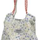 JINFANRUI Shoulder Bag for Women cute floral tote crossbody bag Canvas Shoulder Hobo Bag with handle for travel shopping (Blue)