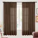 YoungsTex Dark Brown Linen Curtains 63 Inch Length for Living Room - Chocolate Light Filtering Window Drapes Semi Sheer with Rod Pocket Back Tab for Bedroom, 2 Panels, 52 X 63 Inch