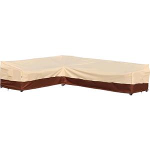 Outdoor Sectional Cover Patio Furniture Covers Waterproof Rip-Stop Anti-UV 600D Heavy Duty Couch Sofa Cover with 3 Air Vent (Beige & Reddish Brown, L-shaped 90"x120")