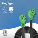 30 Amp 50 FT RV Power Extension Cord with Reverse Polarity LED Light, TT-30P to TT-30R, Heavy Duty PVC Jacket, Easy Plugin Handle, Colorful Storage Bag, and Plastic Strap Organizer