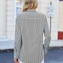 siliteelon Striped Button Down Shirts for Women Dress Shirts Long Sleeve Casual Collared Office Work Shirt with Pocket (XS)