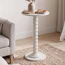 DUMOS Round Side Table, Modern Accent Living Room Stand with Solid Wood Leg, Small Drink Table for Bedroom, Corners and Office White, 11.8 Inch