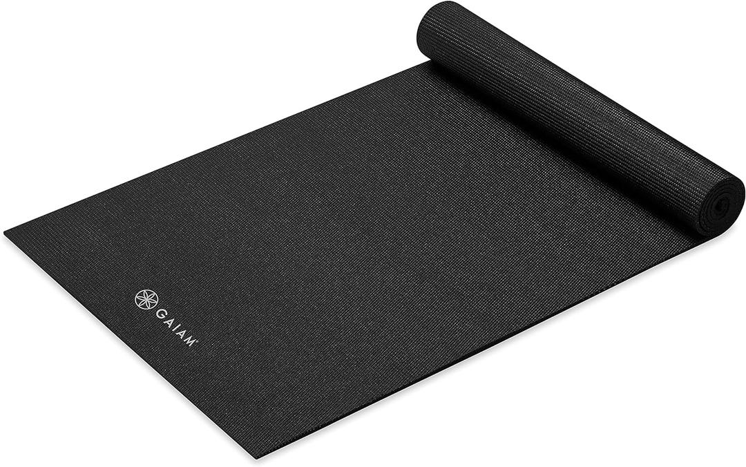 Gaiam Yoga Mat - Premium 5mm Solid Thick Non Slip Exercise & Fitness Mat for All Types of Yoga, Pilates & Floor Workouts (68" x 24" x 5mm) (Black)