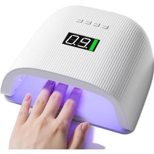 Rechargeable LED Nail Lamp, 72W Professional UV Nail Light for Gel Polish with 4 Timers & Smart Sensor, 24 PCS Powerful Lamp Beads, LCD Display UV Dryer for Hard, Extension & Acrylic Gel Fast Curing