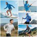 Men Long Sleeve Rash Guard Shirts, UPF 50+ UV Sun Protection Hoodie Fishing Shirts for Swimming Hiking Outdoor Running Slate Blue